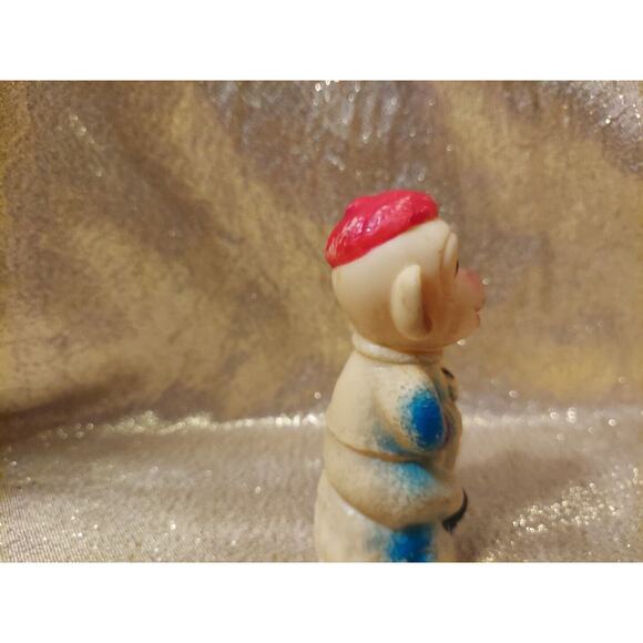 Vintage 50s 60s Small Rubber Monkey Toy Figure Red White Blue Animal No Squeak - Picture 11 of 16